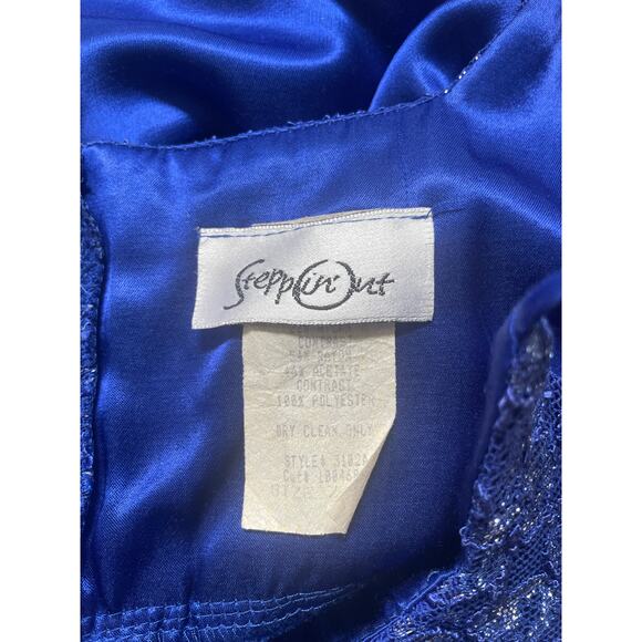 Vintage 90s Lace Silk Blue Maxi Dress | SMALL - Picture 8 of 8